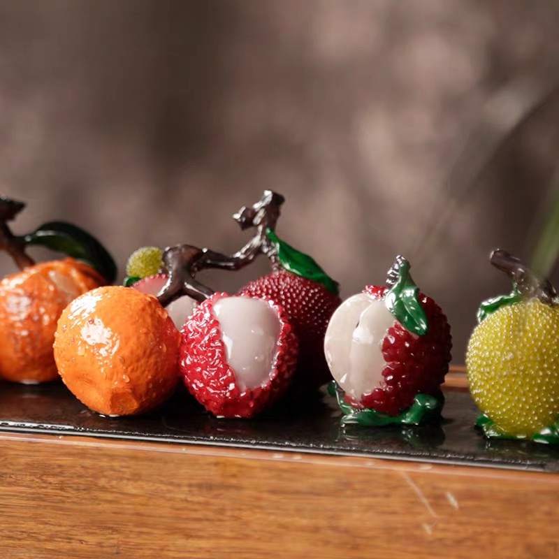 变色茶宠荔枝茶宠物茶桌摆件茶具紫砂壶配件抖音同款仿真创意小号