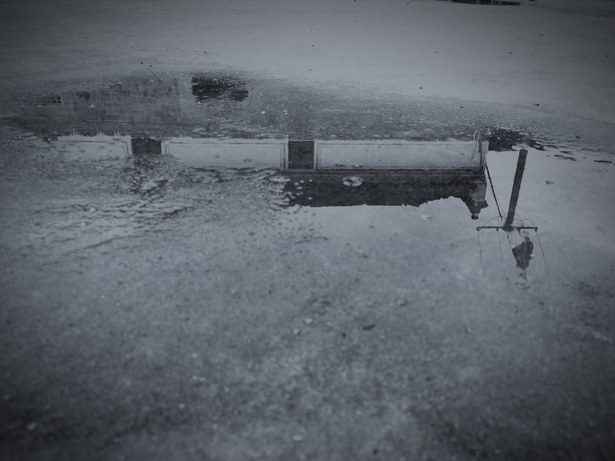 老家雨后门前都成了水洼地借个水洼拍的