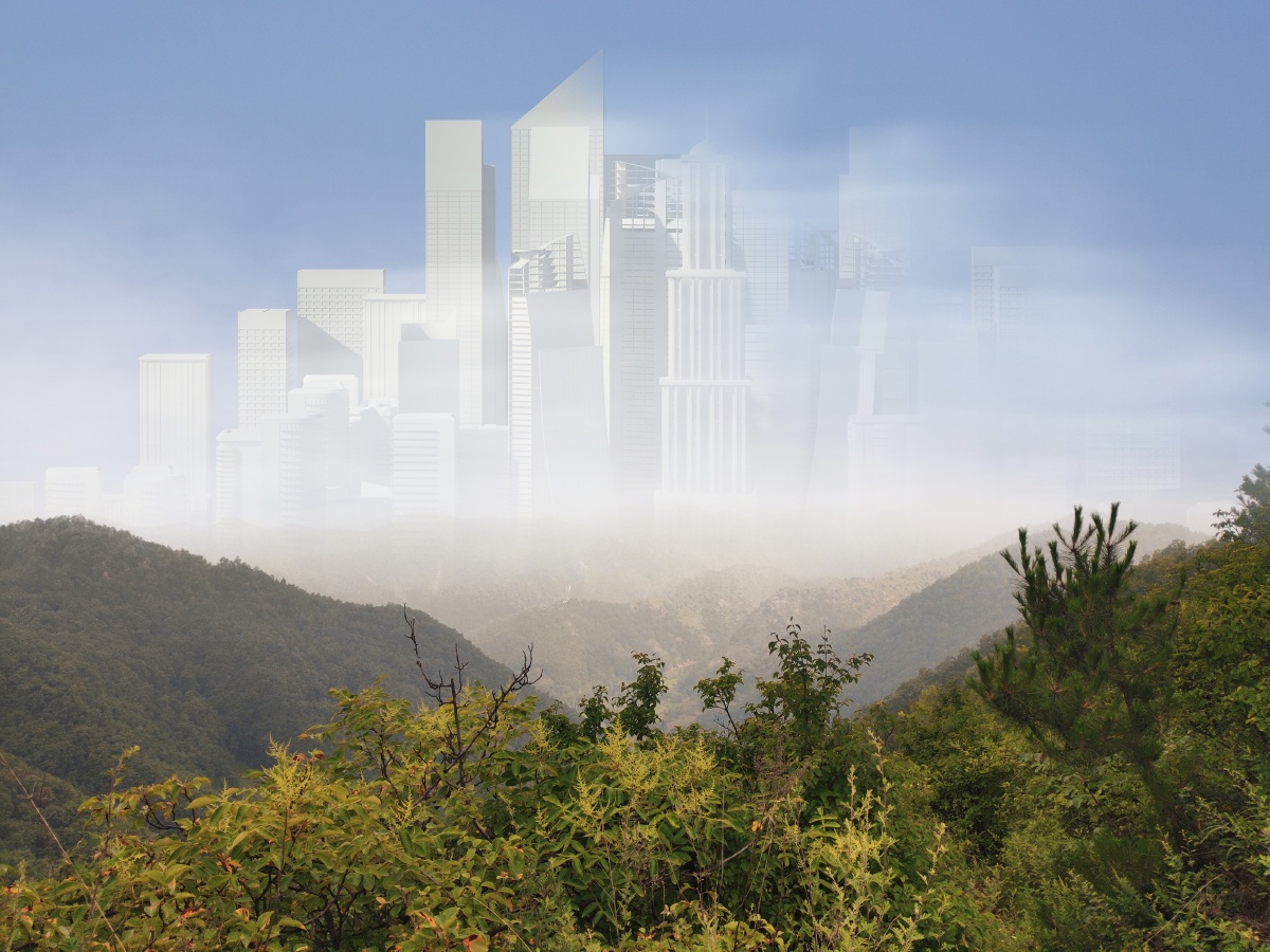 换天空海市蜃楼滤镜雾山薄雾树木小山今日天空绝了景观还没有人打赏