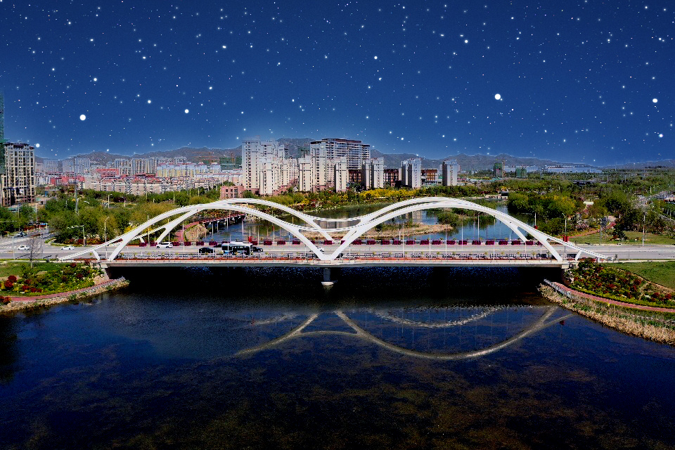 威海临港区夜晚的林泉河桥喜欢吗