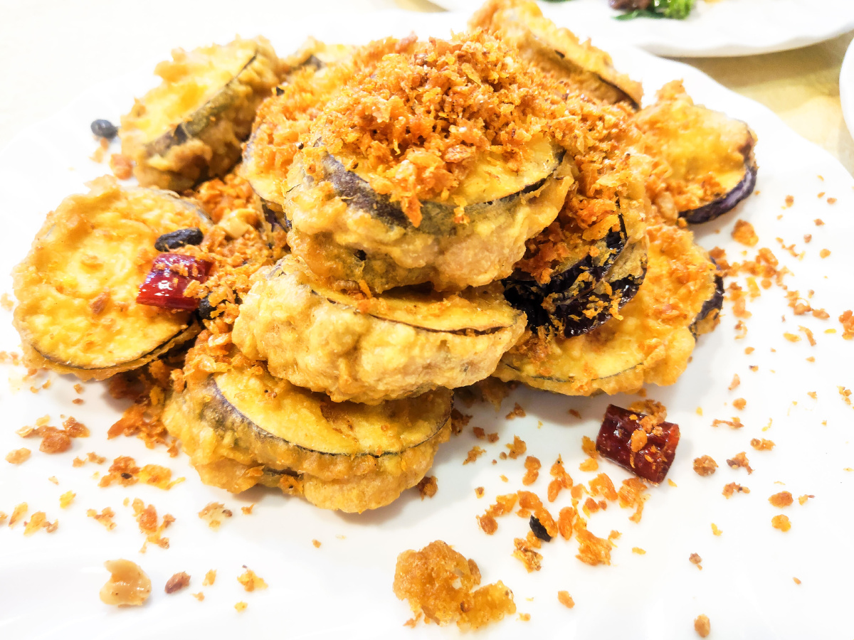 美食避风塘茄盒粤菜东南亚菜式茄子