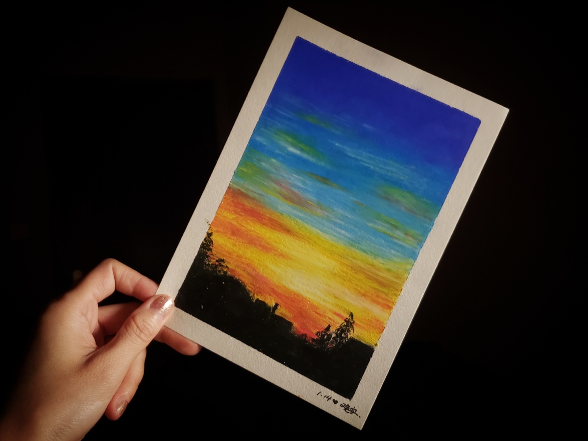 油画棒手绘风景