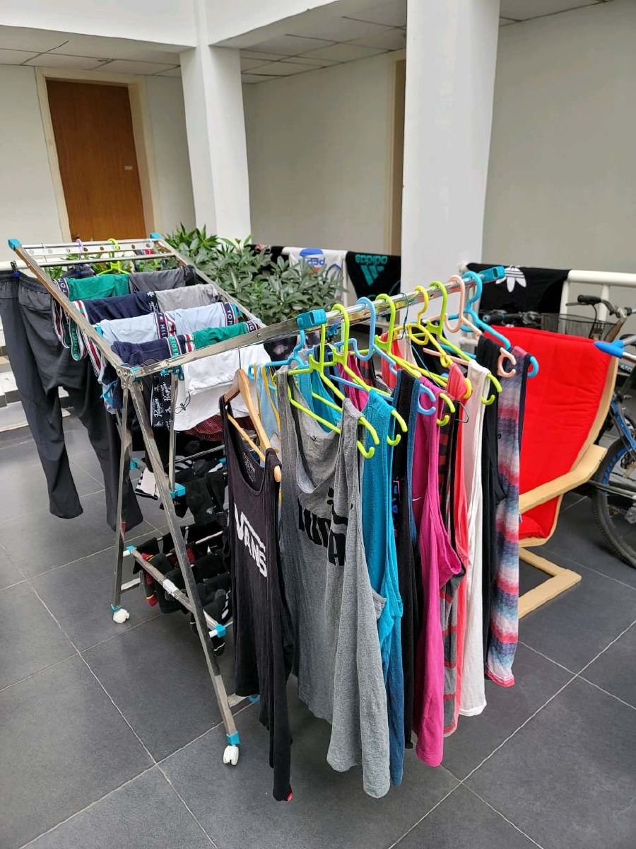 衣服,晾晒,夏天,屋内