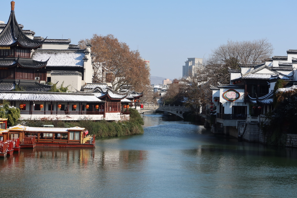 南京市容夫子庙新街口黄昏特写风景