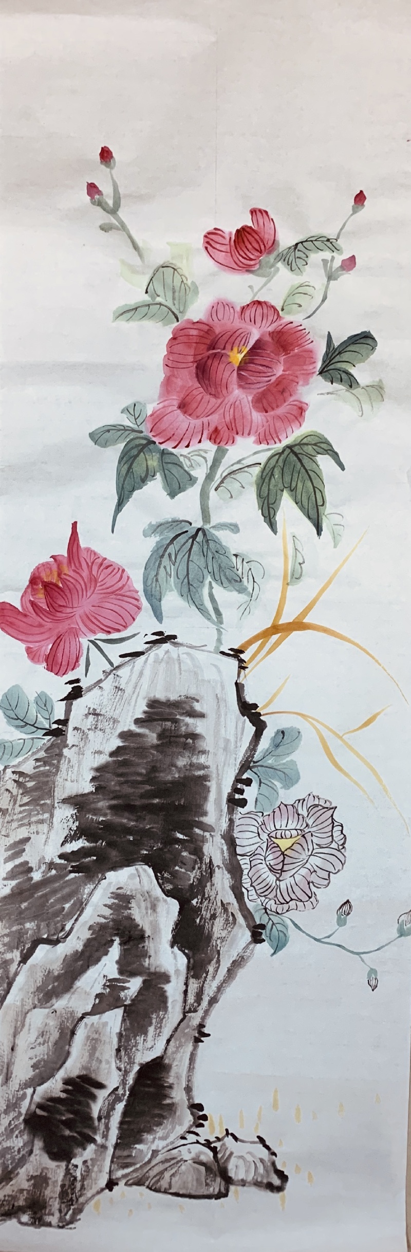 国画芙蓉花木末芙蓉花山中发红萼芙蓉花象征着富贵吉祥希望年轻人都