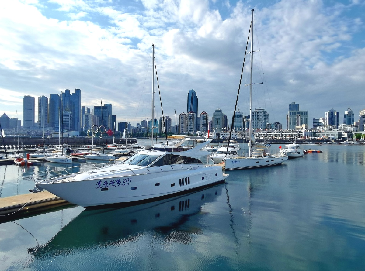 夕阳西下青岛奥帆中心手机随拍