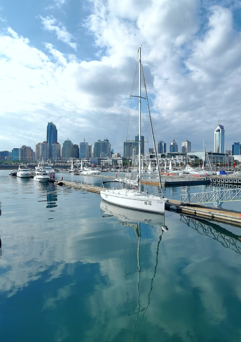 夕阳西下青岛奥帆中心手机随拍