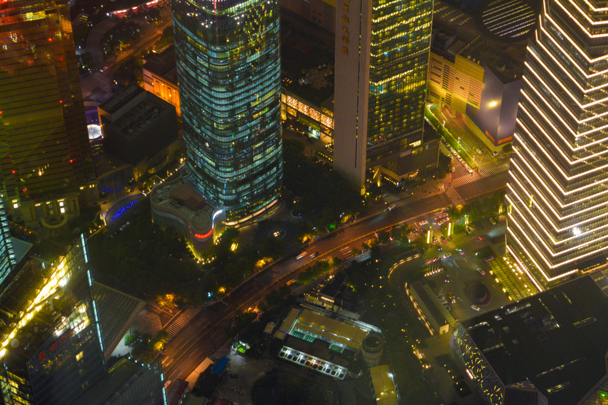 高空鸟瞰城市夜景