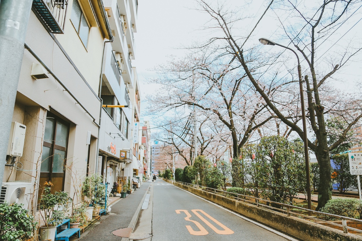 东京龟户街道从酒店走出来的小道风景摄于2018年春