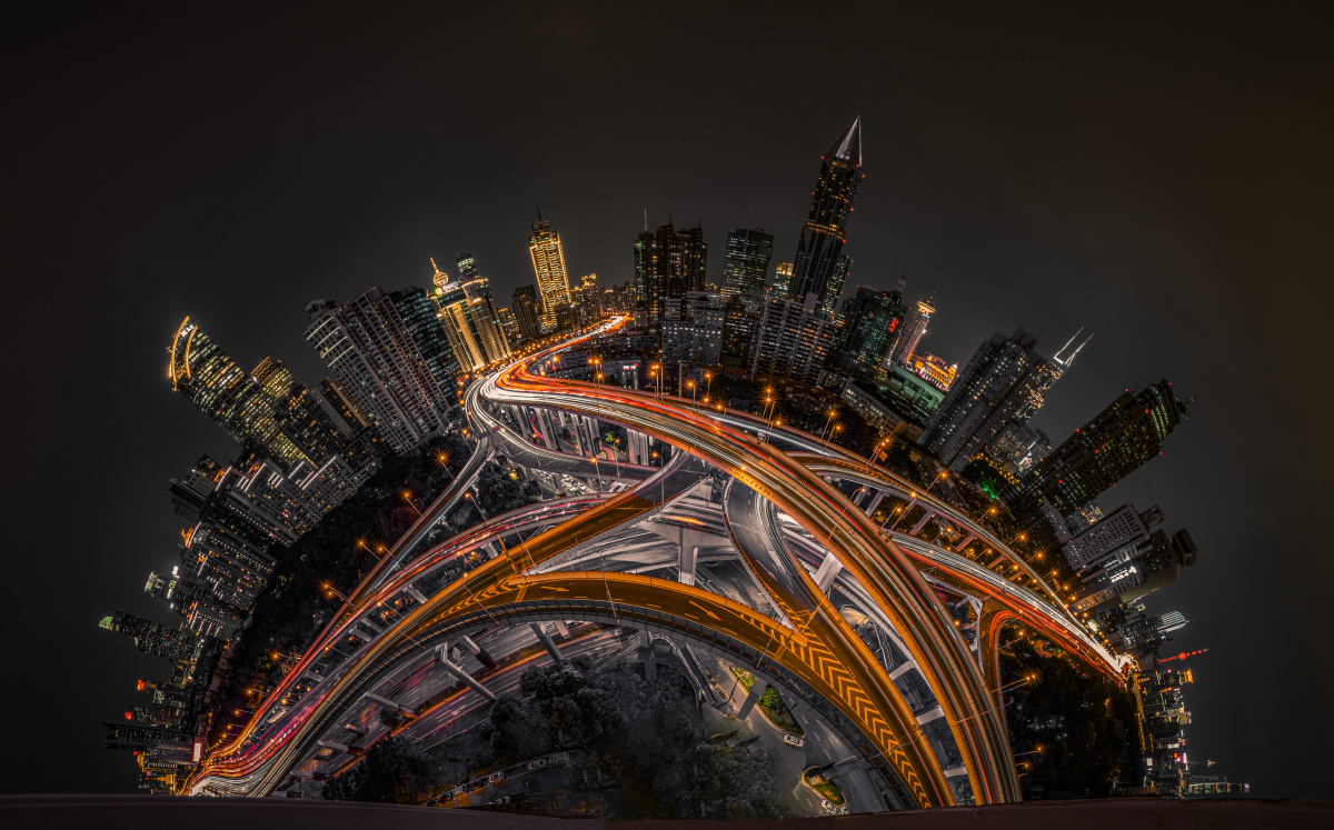 上海延安东路立交桥夜景