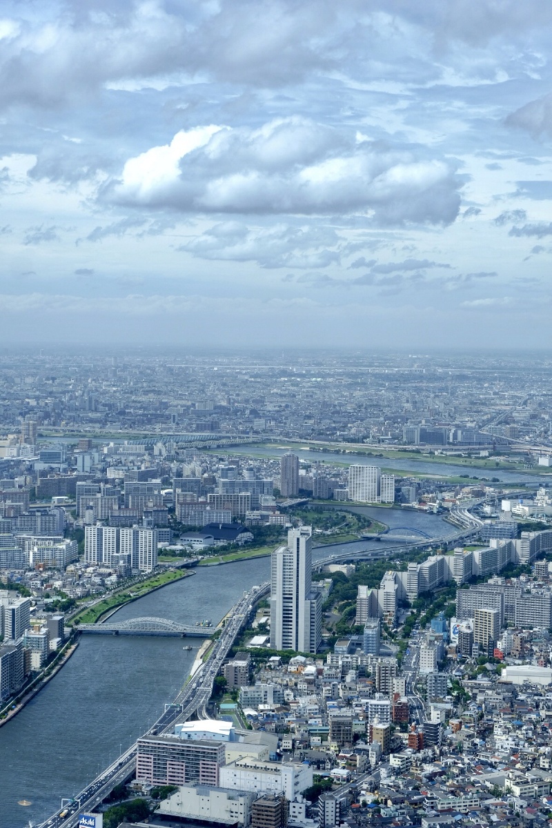 在东京晴空塔俯瞰东京一角
