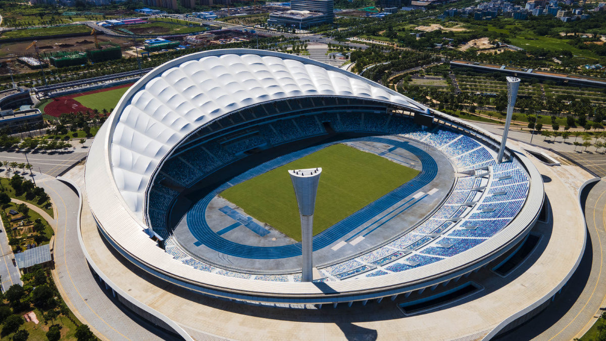 航拍海口五源河体育场 - 你好打工人 - 图虫