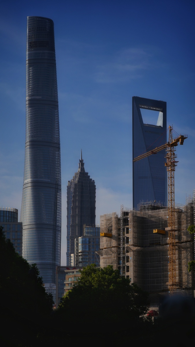 浦东视角—上海三件套上海城景 傍晚 天空上海中心 城市天际线