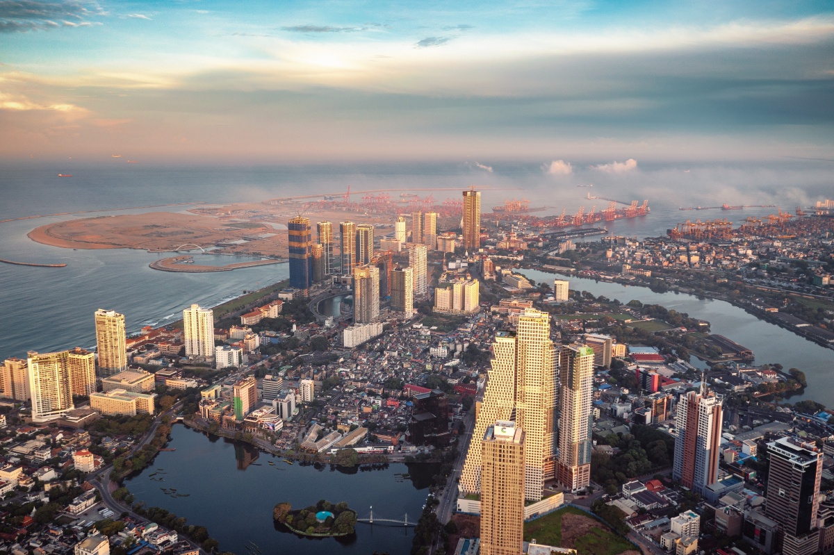 一带一路南亚岛国斯里兰卡科伦坡城市风光其中科伦坡港口城莲花塔等