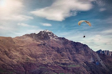 Flying towards the mountain of snow