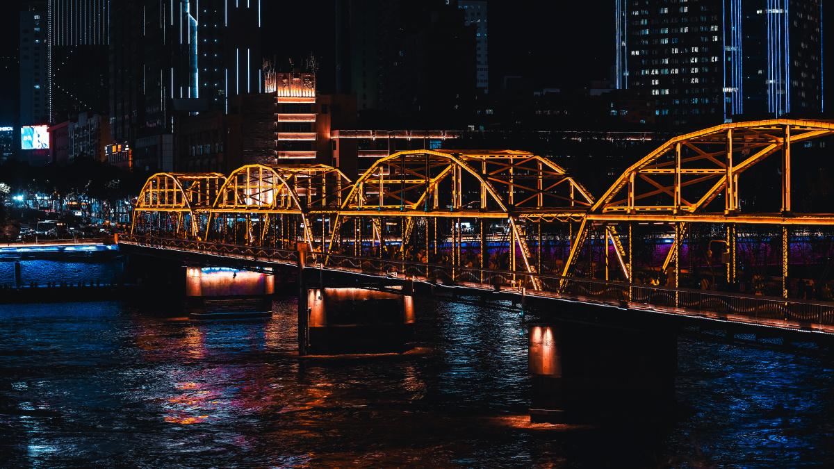 兰州夜景黄河中山桥