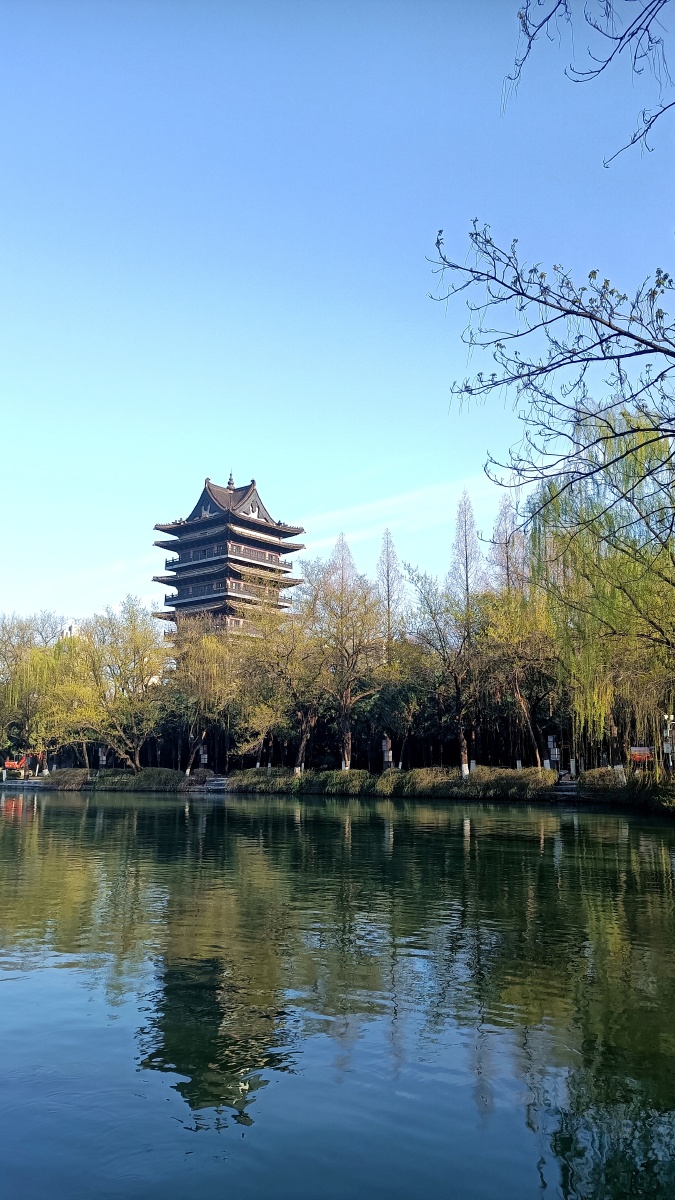 包公园,清风阁,锻炼身体,倒影.