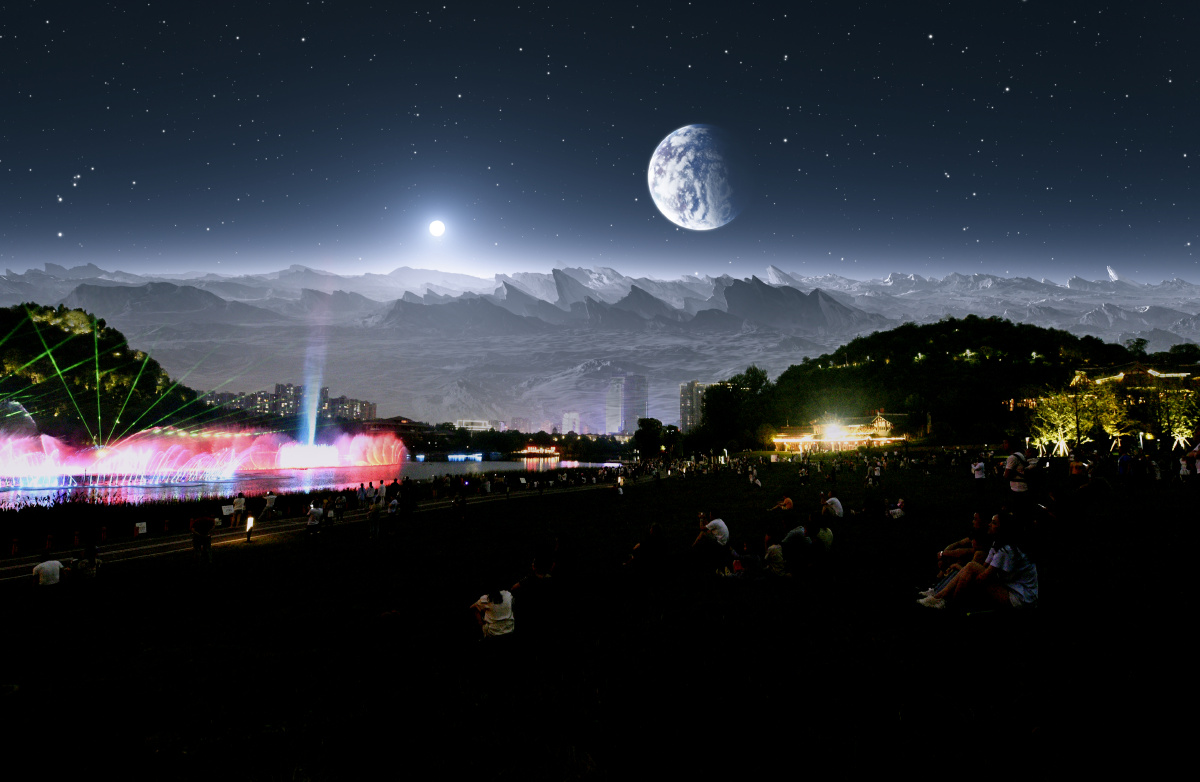 夜色茫茫皓月当空