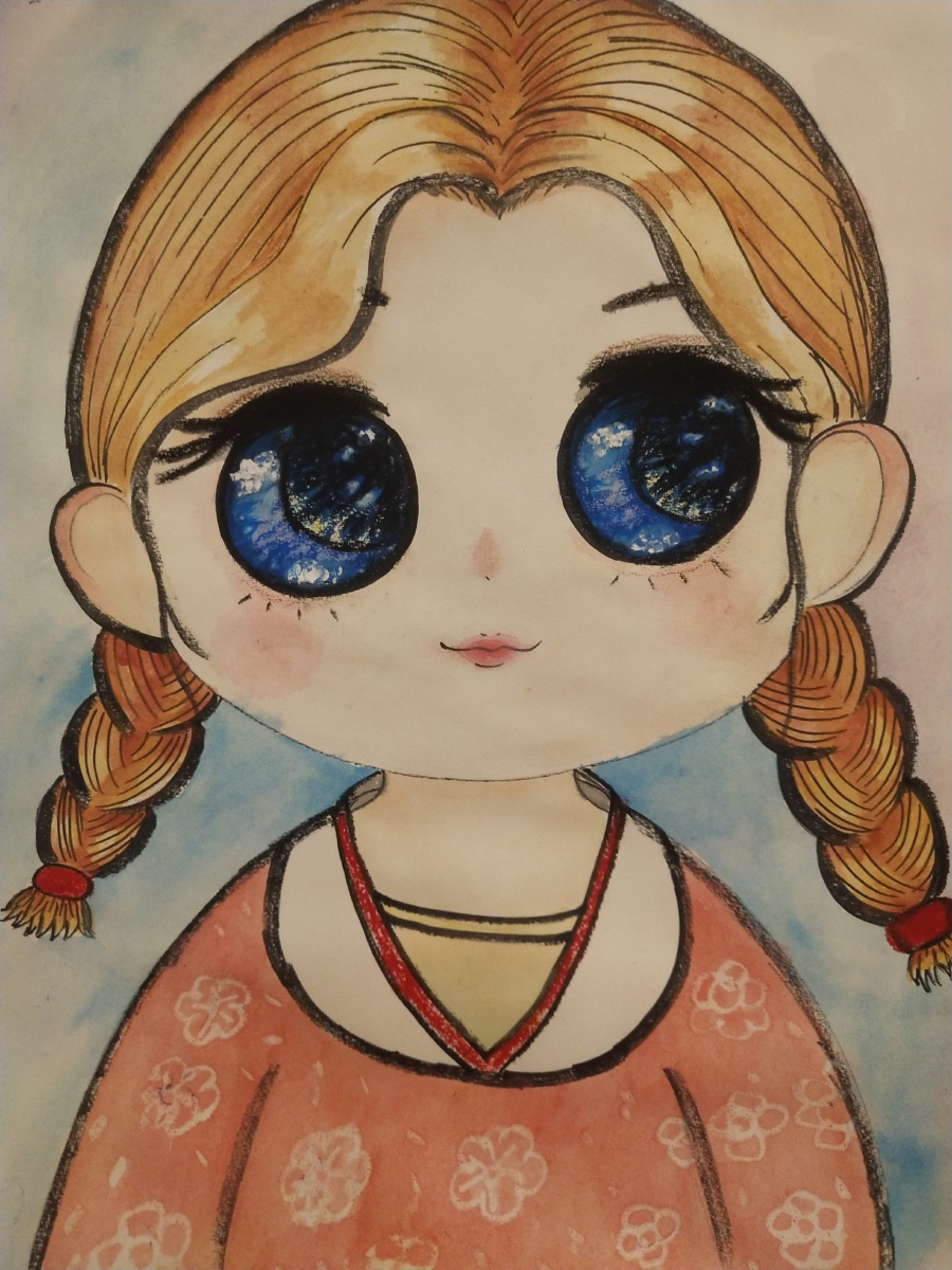 大眼萌娃卡通动漫头像手绘原稿