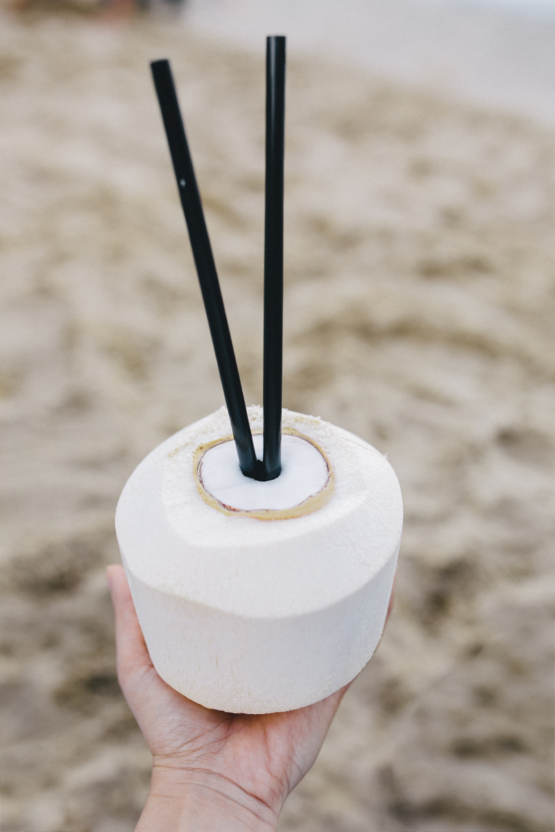 一个椰子两根吸管