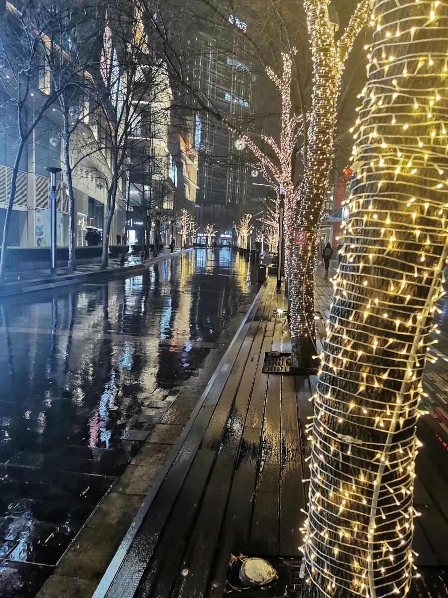 雨中的灯街(`)**