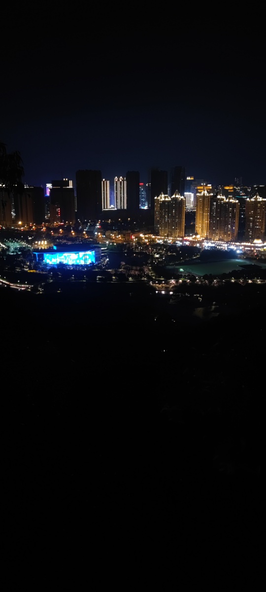 福建省福清市玉融山公园五马山景区风景夜景亭子栈道城市夜景河边倒影