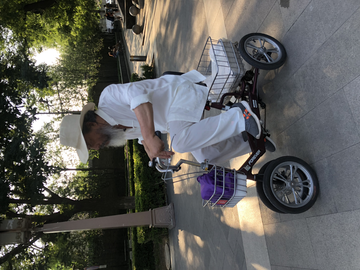 骑小车的北京白胡子大爷