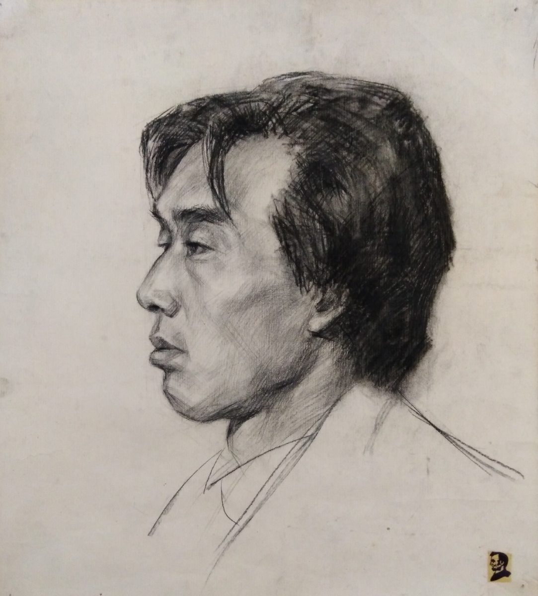 炭笔人物肖像男青年