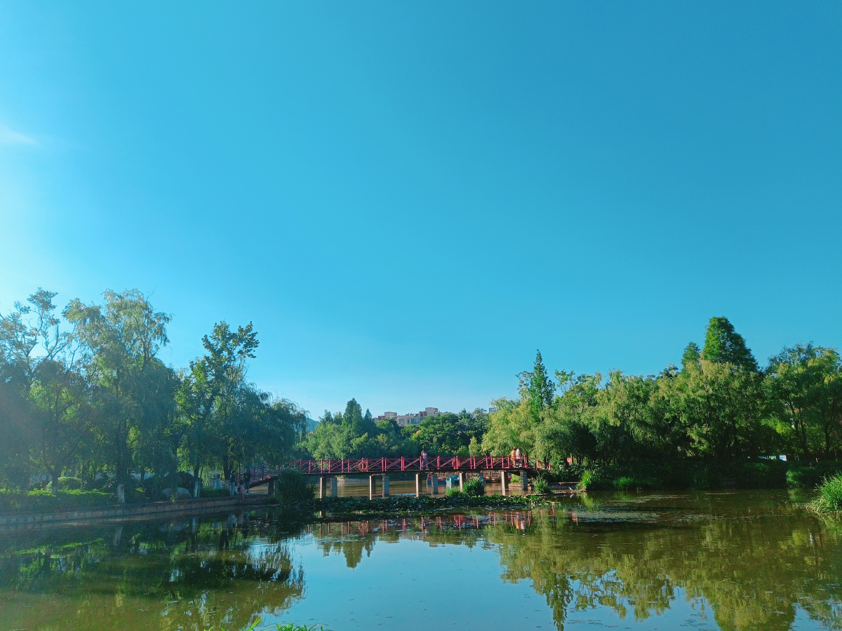 昆明月牙潭公园明亮的下午
