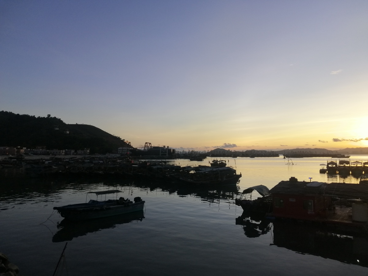 码头夕阳汕尾马宫渔港