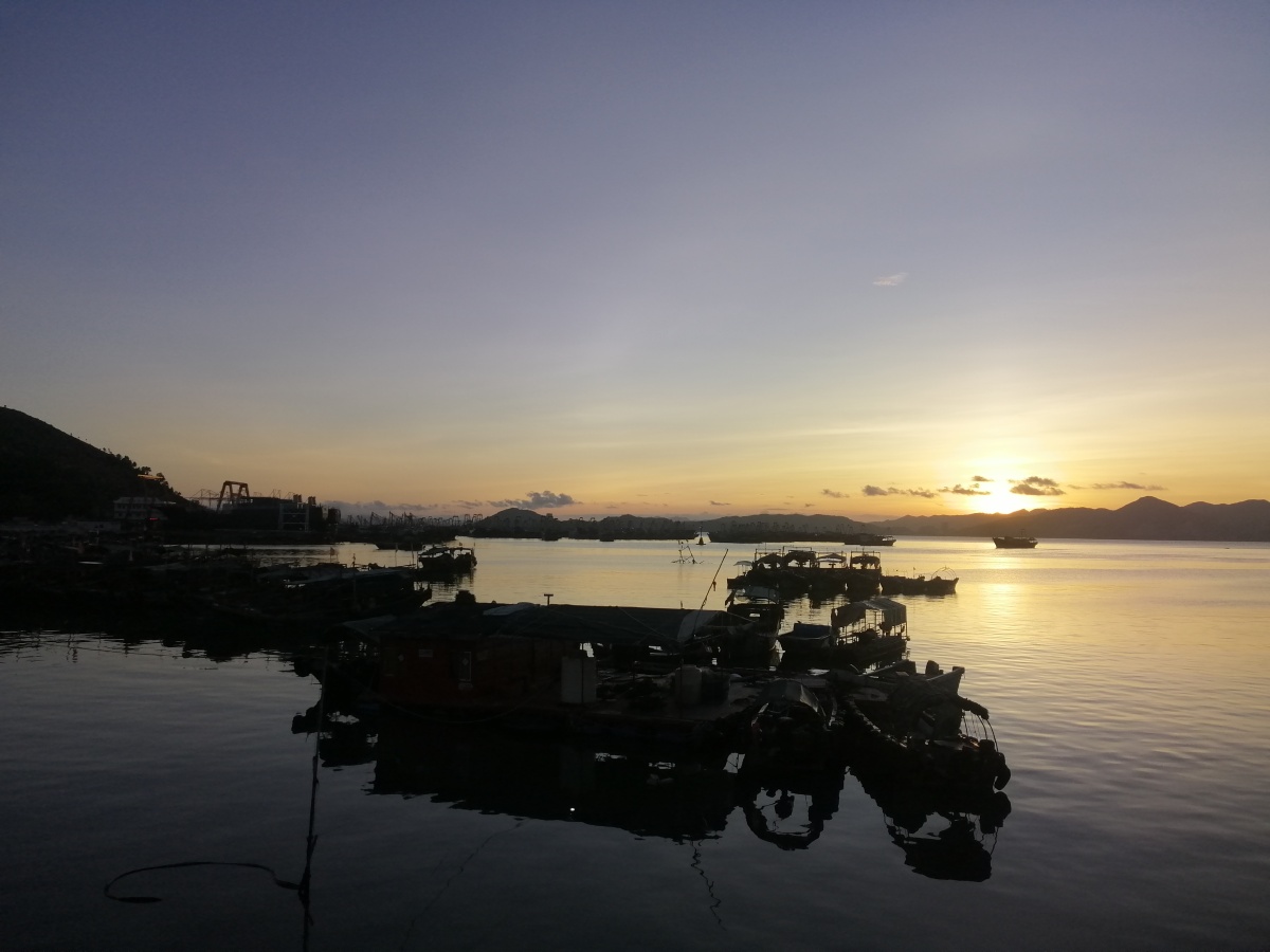 码头夕阳汕尾马宫渔港