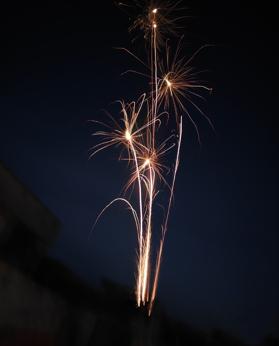 爷爷的背影奶奶的手牛年的火年30的烟花窗户上的恭贺新春手牵手的幸福