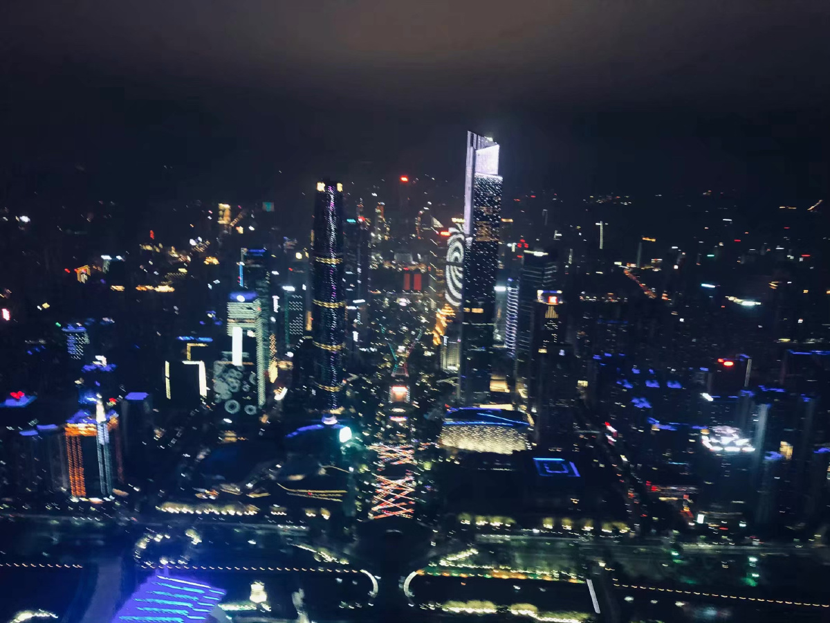 广州塔上空拍摄广州夜景