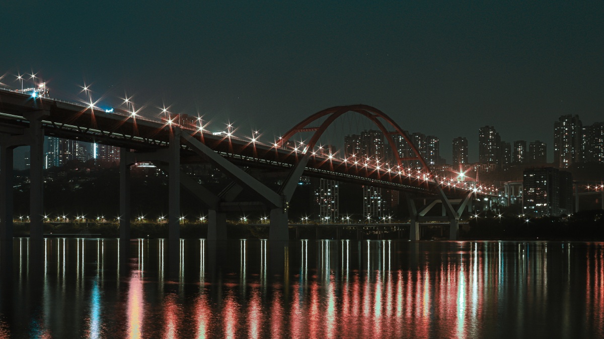 重庆菜园坝长江大桥夜景
