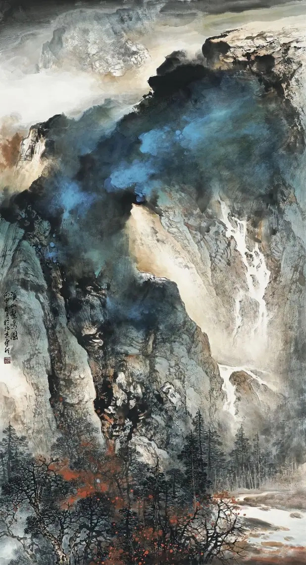 施云翔泼墨泼彩山水画