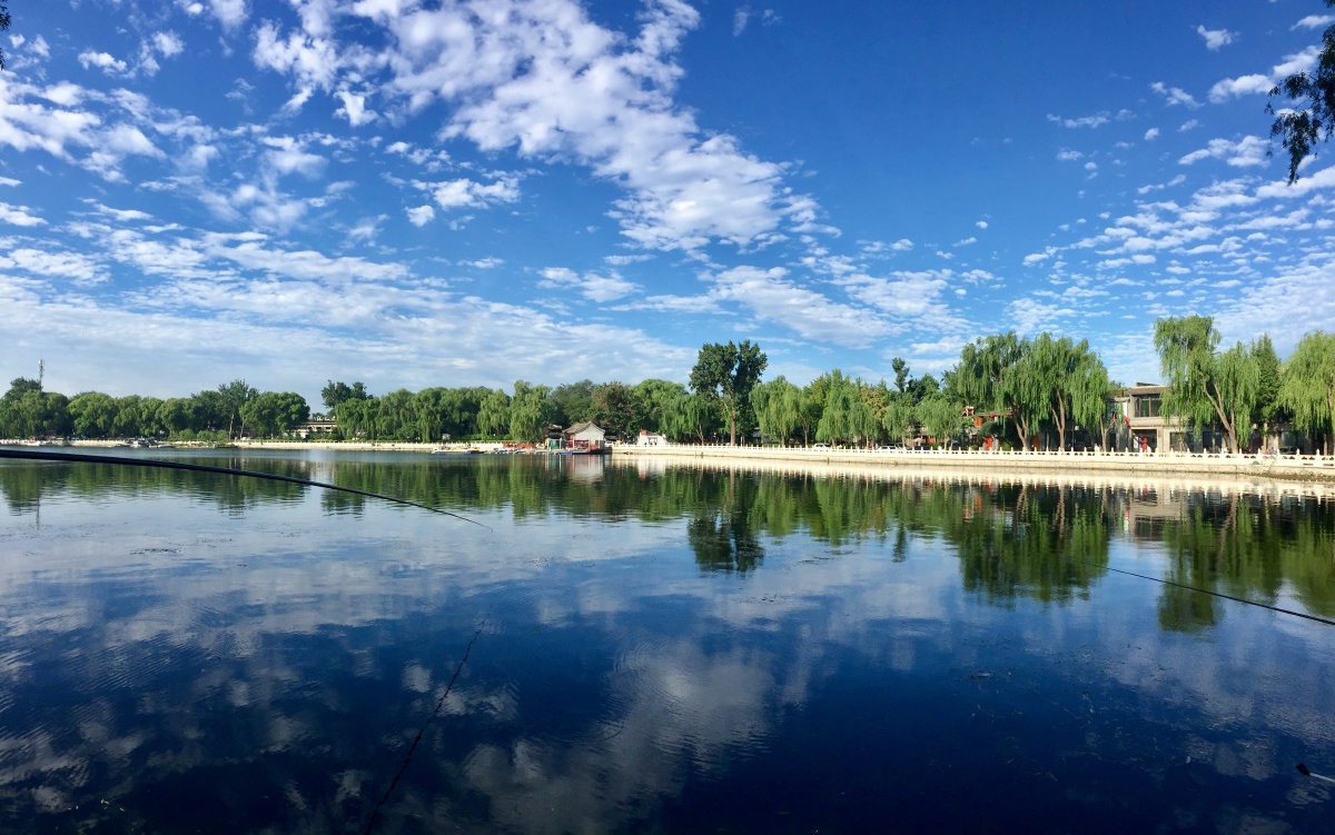 湖泊 蓝天白云 水域 湿地公园
