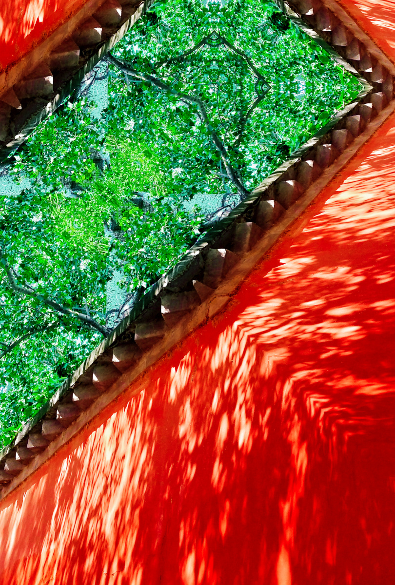 绿树红墙光影中国古代建筑中国风文化