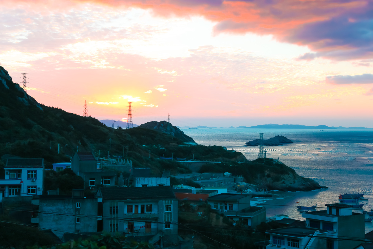 嵊泗枸杞岛渔村夜景