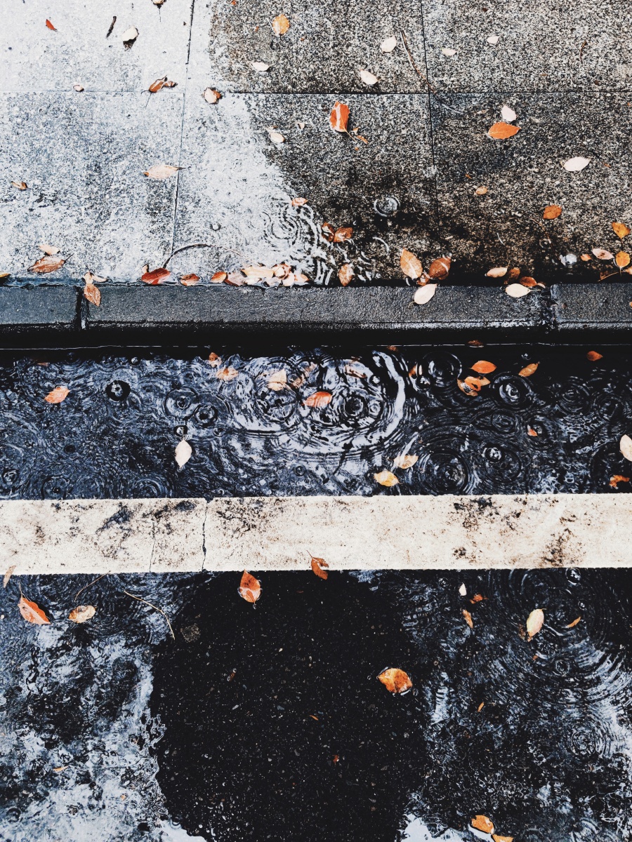 雨的痕迹雨天的校园独自一人走在路上小有发现