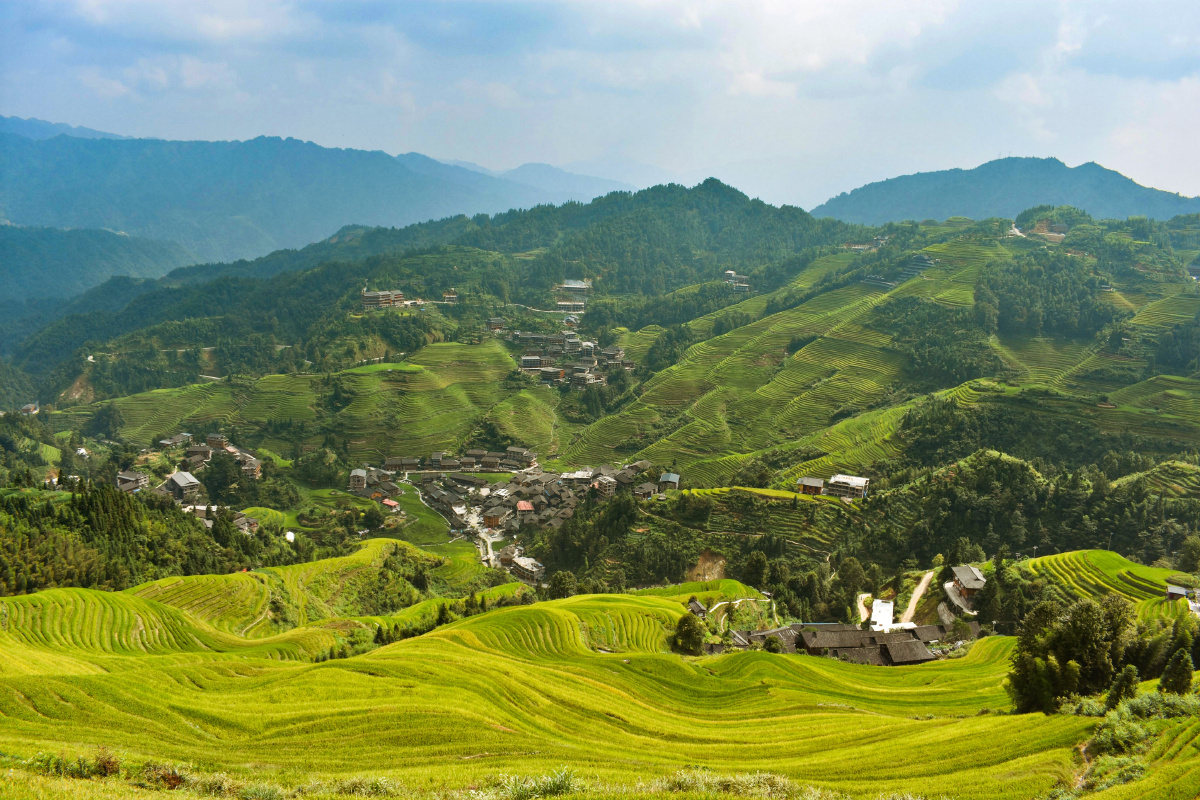 广西龙胜龙脊梯田全景