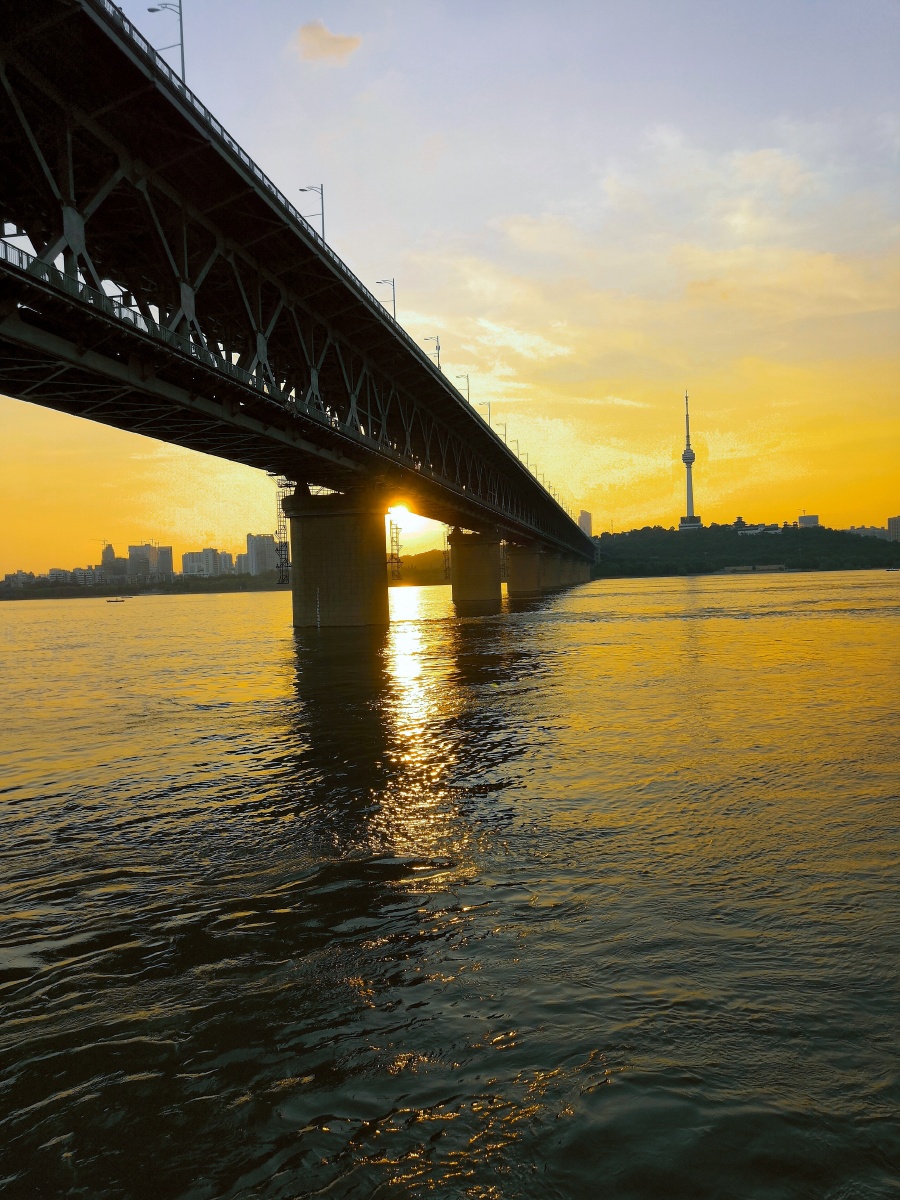 武汉长江大桥落日