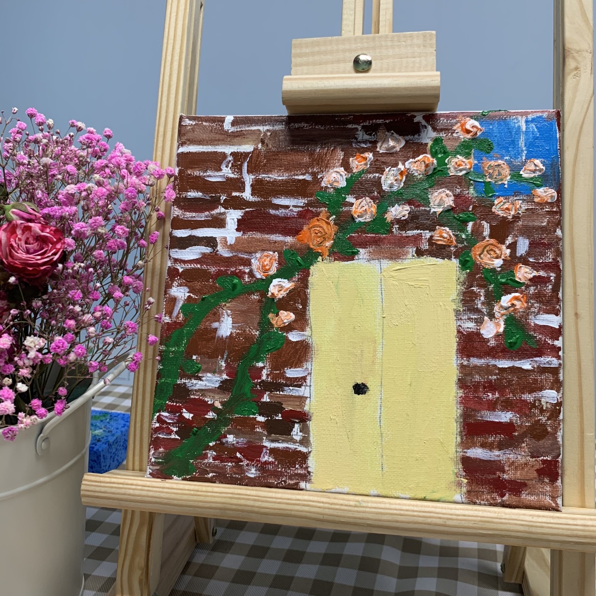 月亮被绑架了墙面被绑架了温柔的丙烯画