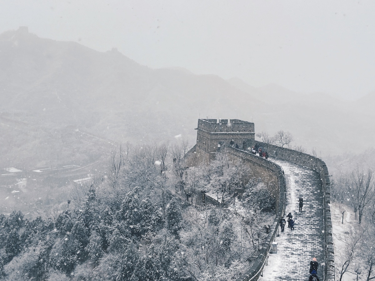 雪中长城千里冰封万里雪飘望长城内外惟余莽莽