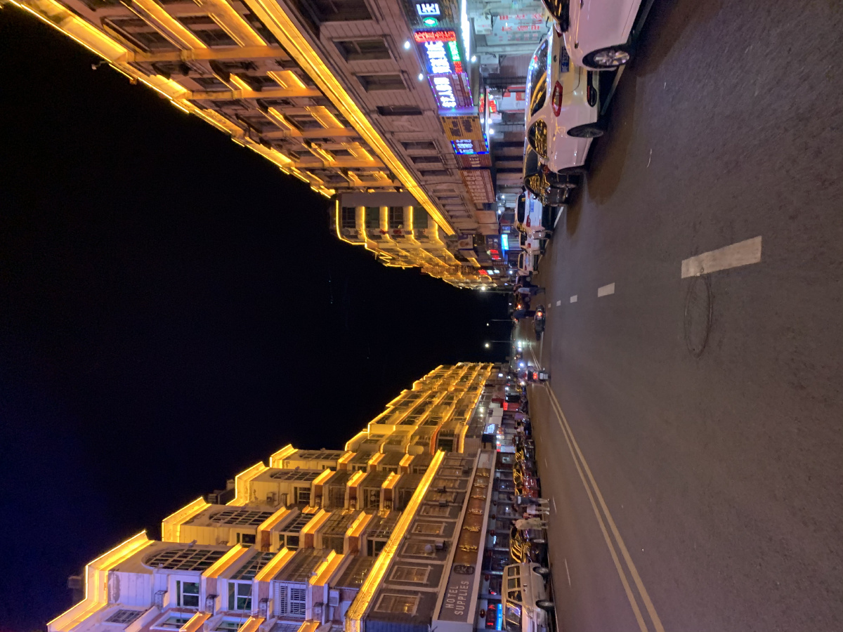 街道两旁灯光笼罩