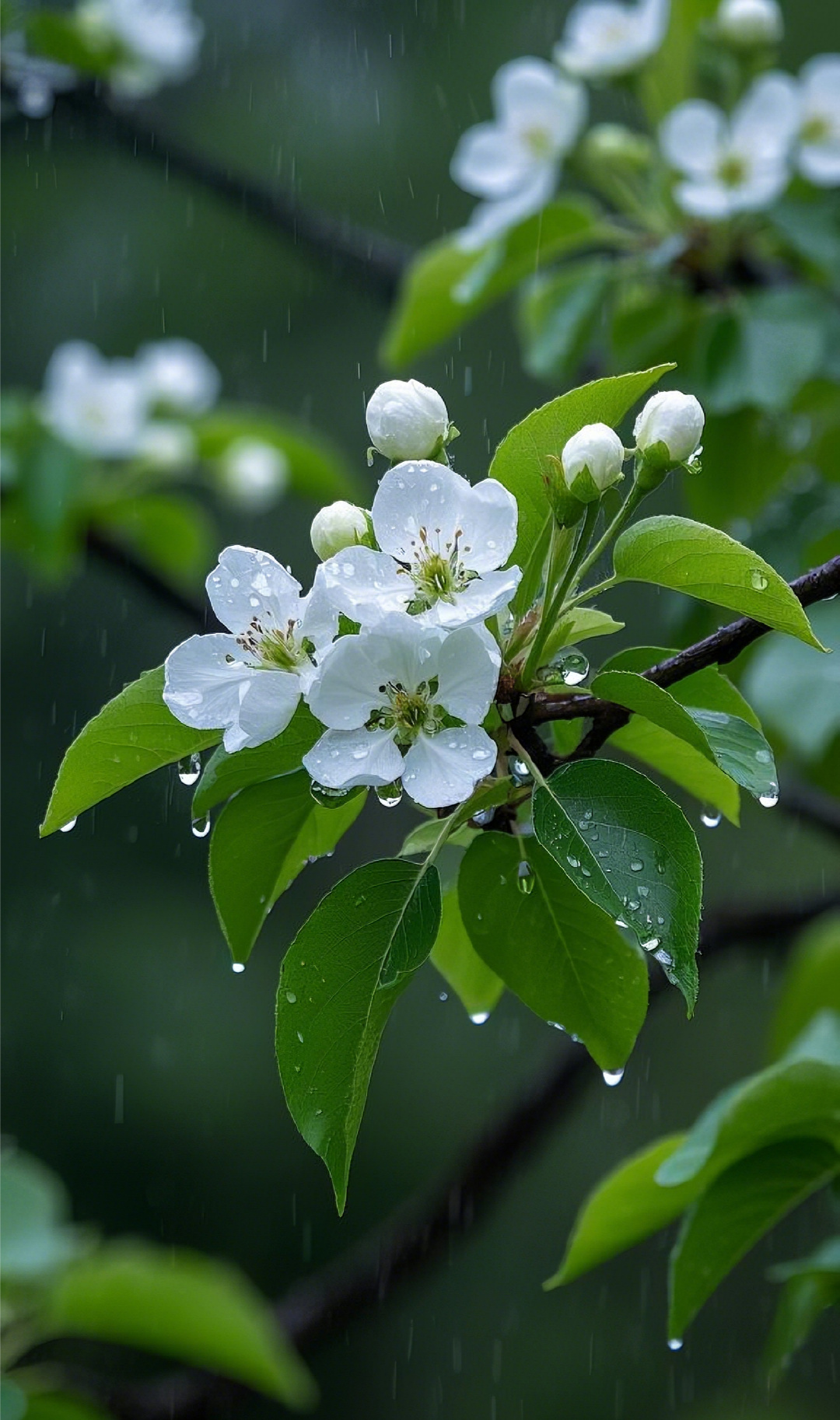 ai作品雨中梨花