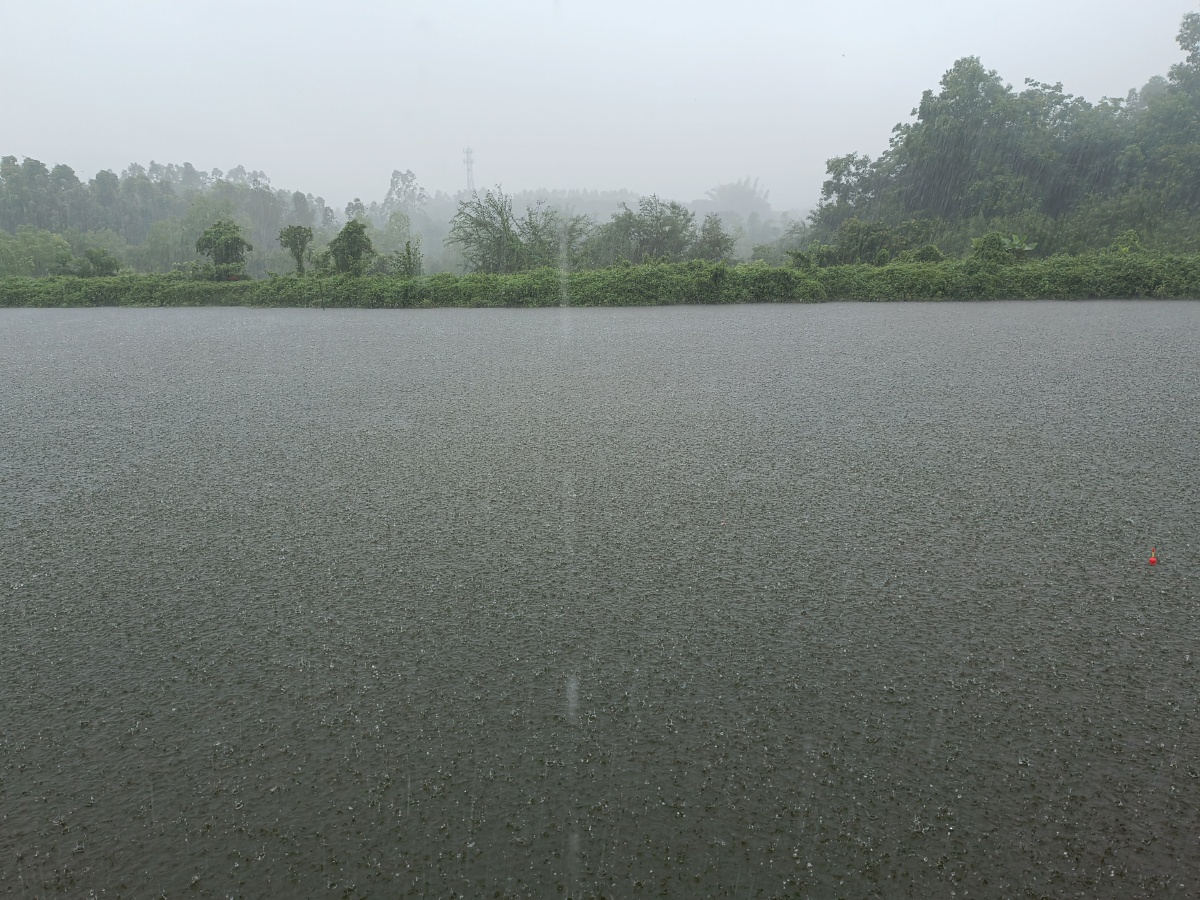 下雨天的湖面