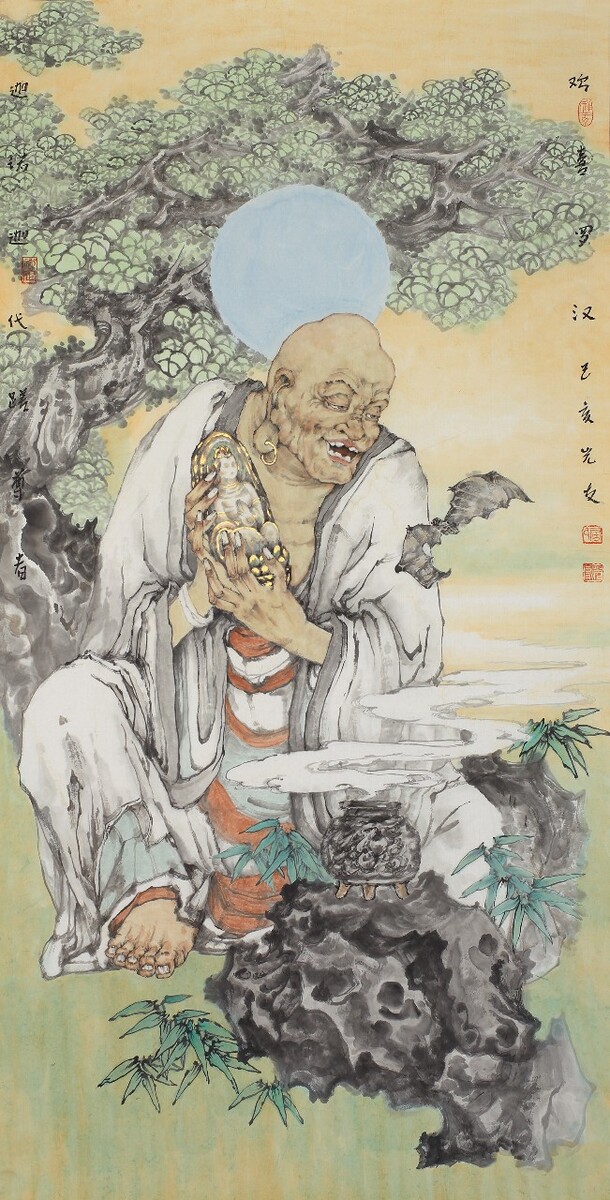 中国美术家协会会员房全友房光友工笔十八罗汉