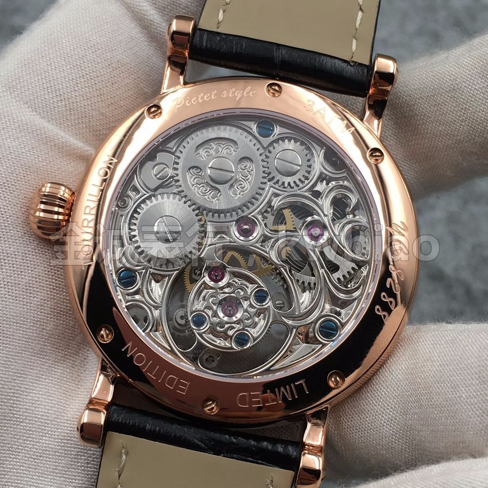 lh厂百达翡丽月相星辰陀飞轮玫瑰金壳钻圈手动陀飞轮机芯