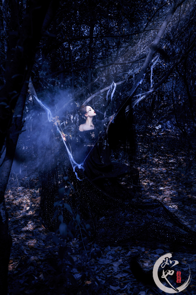 如也古风摄影工作室暗黑主题欣赏迦楼罗死寂之夜乌云遮月天边大雁惊飞