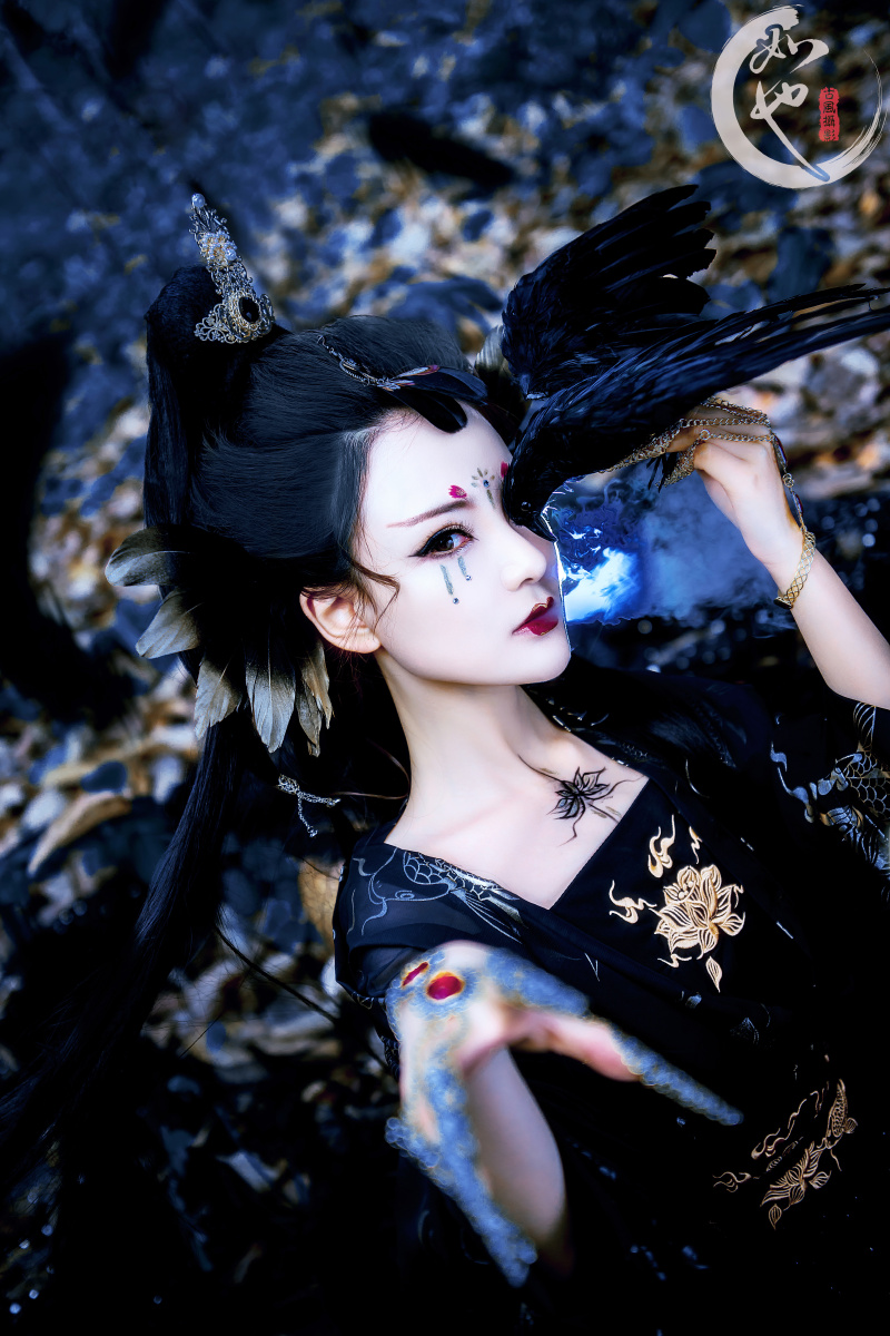 如也古风摄影工作室暗黑主题欣赏迦楼罗死寂之夜乌云遮月天边大雁惊飞